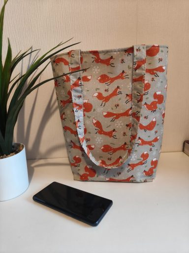 Handmade Fox Print Tote Bag – Lined | Pocket | Strong Straps |Woodland Bag | Eco-Friendly Shopper