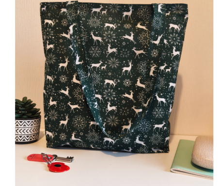 Handmade Reusable Tote Bag | Lined | Pocket | Christmas Gift | Eco-Friendly Shopper